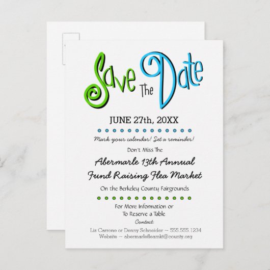 Kerk, school, bedrijfsevenement Save the Date Aankondigingskaart (Voorkant / Achterkant)