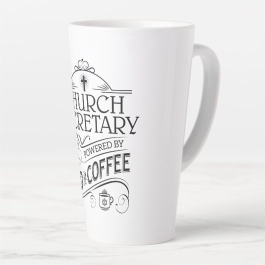 Kerk Secretaris Powered by God & Coffee Latte Mok (Rechterhoek)
