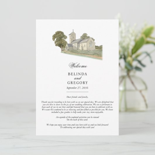 Kerk Traditioneel Monogram Trouw Itinerarium Programma (Staand voorkant)