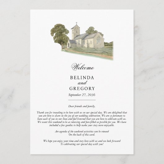 Kerk Traditioneel Monogram Trouw Itinerarium  Programma (Voorkant)