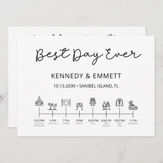 Kerk Trouwdag Tijdlijn Programma (Voorkant / Achterkant)