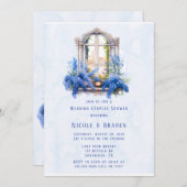 Kerk Uitzicht Blauw Bloemen Bruiloft Koppels Douch Kaart (Voorkant / Achterkant)