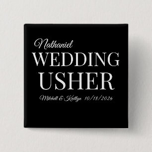 Kerk Usher Wedding Vierkante Button 5,1 Cm