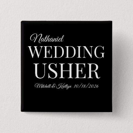 Kerk Usher Wedding Vierkante Button 5,1 Cm (Voorkant)