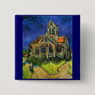 Kerk van Auvers Van Gogh Fine Art Vierkante Button 5,1 Cm