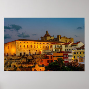 Kerk van Carmen bij de schemering - Mahon, Menorca Poster