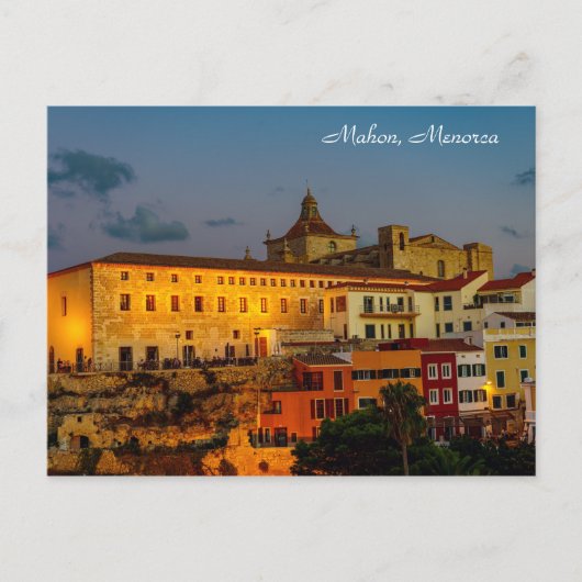 Kerk van Carmen bij schemering - Mahon, Menorca Briefkaart (Voorkant)