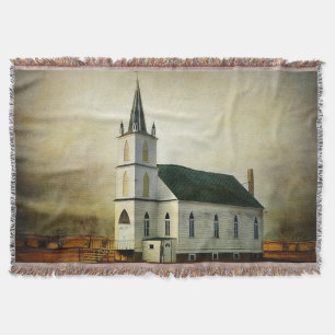 Kerk van getextureerd land Throw Blanket Deken