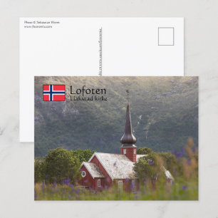 Kerk van Lofoten Flakstad Briefkaart