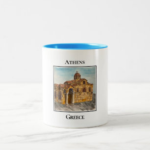 Kerk van Panaghia Kapnikarea, Athene, Griekenland Tweekleurige Koffiemok