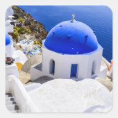 Kerk van Santorini Vierkante Sticker (Voorkant)