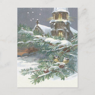 Kerkelijke kerstlied zangvogel kerstgroen Christel Briefkaart