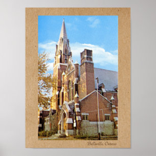 Kerkfoto Vintage Kunst uit de Jaren 70 Poster