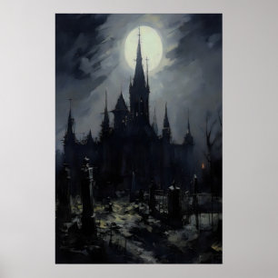 Kerkhof Kasteel Gotische Muurkunst, Donkere Stemmi Poster