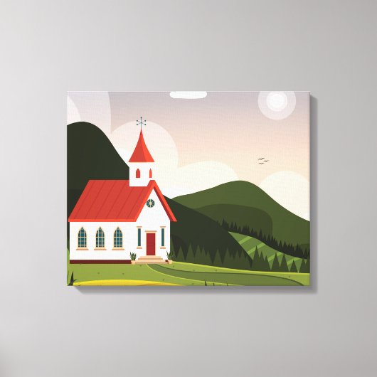 Kerklandschap Canvas Afdruk (Voorkant)