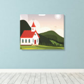 Kerklandschap Canvas Afdruk (Insitu (Houten vloer))