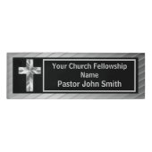 Kerkpastor Classy zilver en zwart Naambadge (Voorkant)