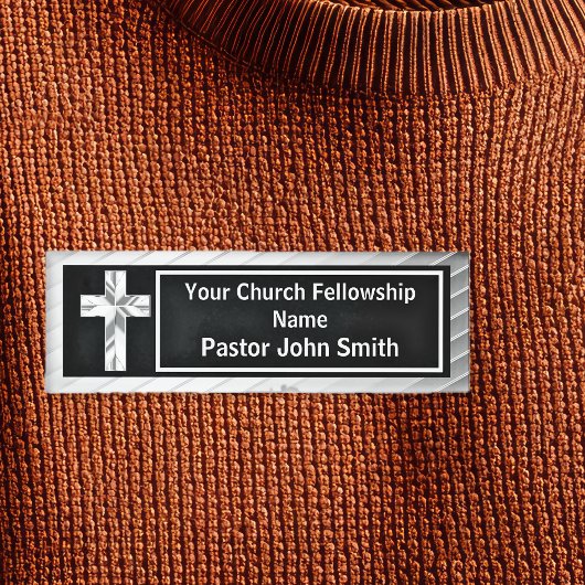 Kerkpastor Classy zilver en zwart Naambadge
