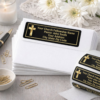 Kerkpastor Modern Goud en Zwart Zaken Etiket