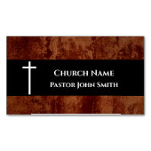 Kerkpastor RUSTIC Leather Christelijk Magnetisch Visitekaartje (Voorkant)