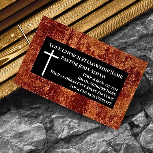 Kerkpastor RUSTIC Leather Christelijk Visitekaartje