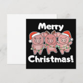 Kerkroei Kerst Cute Varkens Kerst Uitnodiging (Voorkant / Achterkant)