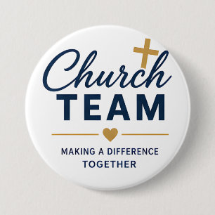 Kerkteamlogo voor vrijwilligers ronde button 7,6 cm
