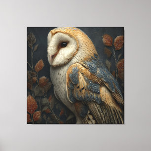Kerkuil Herfst Portret Canvas Afdruk