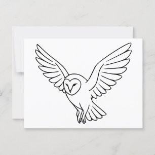 Kerkuil in Vlucht Lijnkunst Briefkaart