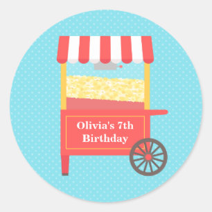 Kermis Popcorn Kinderen Verjaardagsfeestje Sticker