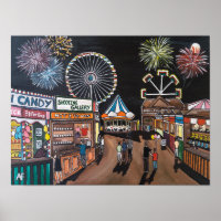 Kermis 's Nachts Schilderij van Alfred Fox