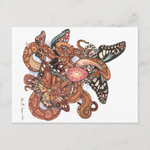 Kern van de Mystical Butterfly Snakes Art Briefkaart