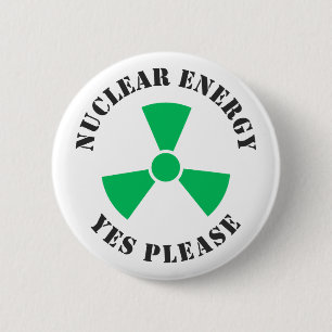 Kernenergie, alstublieft, kernenergie ronde button 5,7 cm