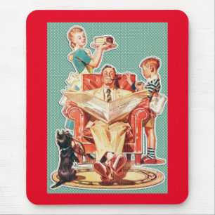 kernfamilie van 1950, retro-huisvrouw van 50 muismat