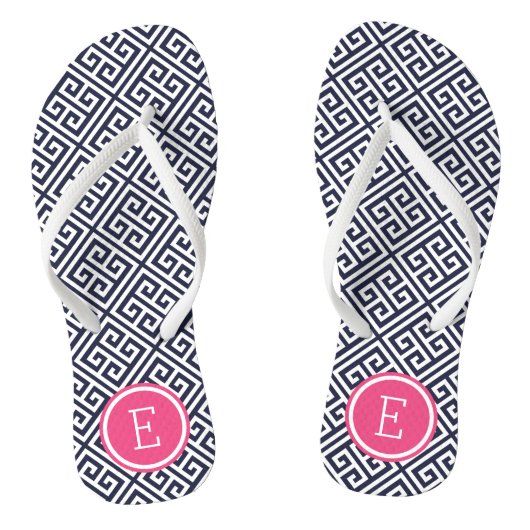 Kernmonogram van de marine en roze teenslippers (Voetbed)