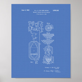 Kernsplijting 1956 Patent Art Blueprint Poster
