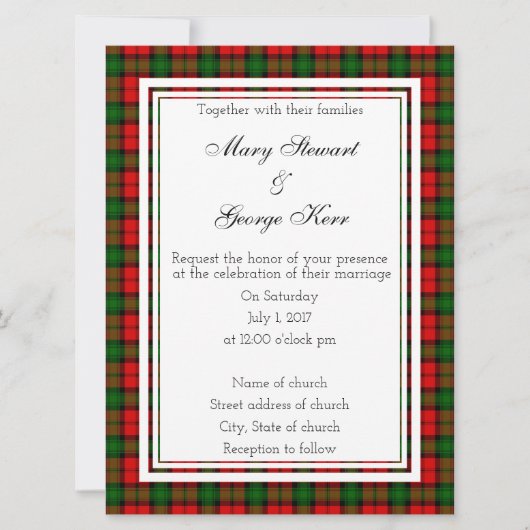 Kerr Scottish Wedding Invitation Kaart (Voorkant)