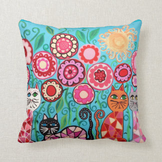 Kerri Ambrosino Pillow Art Flowers Katten Sun Red Kussen