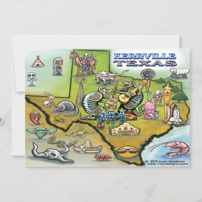 Kerrville TEXAS Map Kaart (Voorkant)