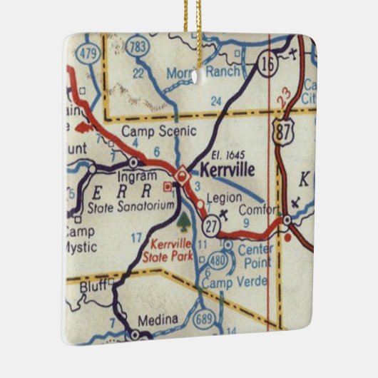 Kerrville TX  Map Keramisch Ornament (Rechts)