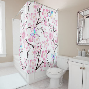 kerry blossom butterflies iridescent elegant roze douchegordijn
