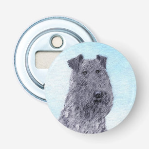 Kerry Blue Terrier Painting Cute Original Dog Art Button Flesopener