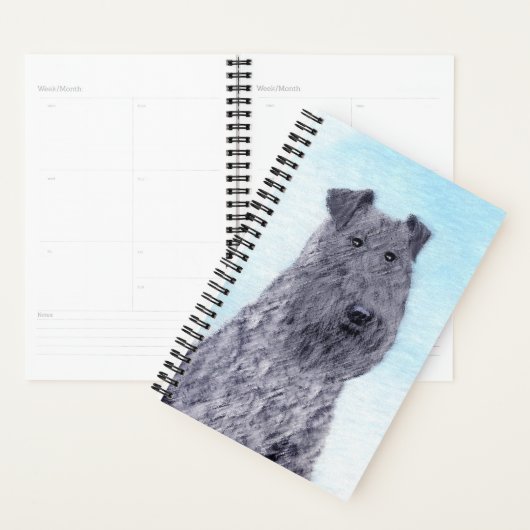 Kerry Blue Terrier Painting Cute Original Dog Art Planner (Display)