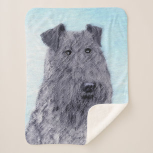 Kerry Blue Terrier Painting Cute Original Dog Art Sherpa Deken
