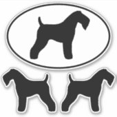 Kerry Blue Terrier Silhouetten Vinyl Sticker Set (Voorkant)