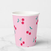 Kerry esthetics Cherry Pattern Pastel Pink Papieren Bekers (Rechts)