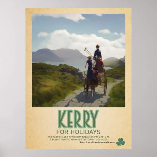 Kerry Ireland, Retro Irish Travel Advert Poster (Voorkant)