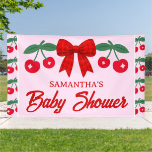 Kers Baby Shower Rode Gingham Strik  Spandoek