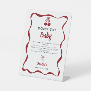 Kers Boog Baby Shower Zeg Geen Baby Spel Bord Reclamebord Met Voetstuk
