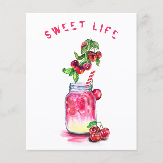 Kers Cool drank Zomer Cocktail Feest Flyer (Voorkant)